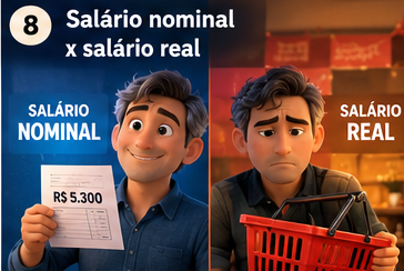 Comparação entre salário nominal e salário real