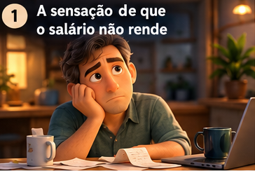 Homem pensativo com a sensação de que o salário não rende